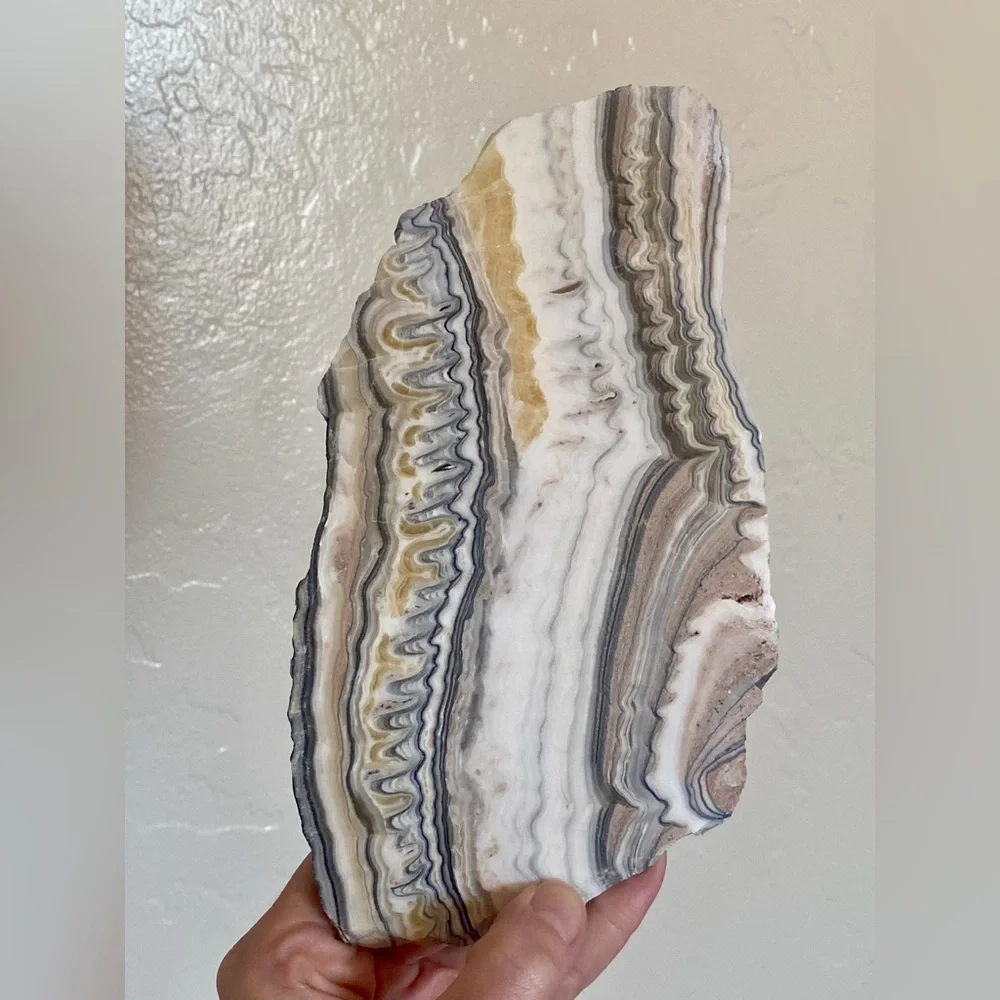 Zebra Calcite Crystal Slab – Earth-Toned Striations – Statement Display Piece - Picture 4 of 5